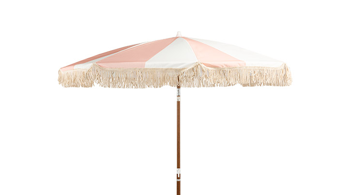 Fringe Striped Umbrella – Pink