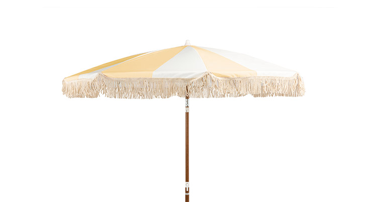 Fringe Striped Umbrella – Yellow