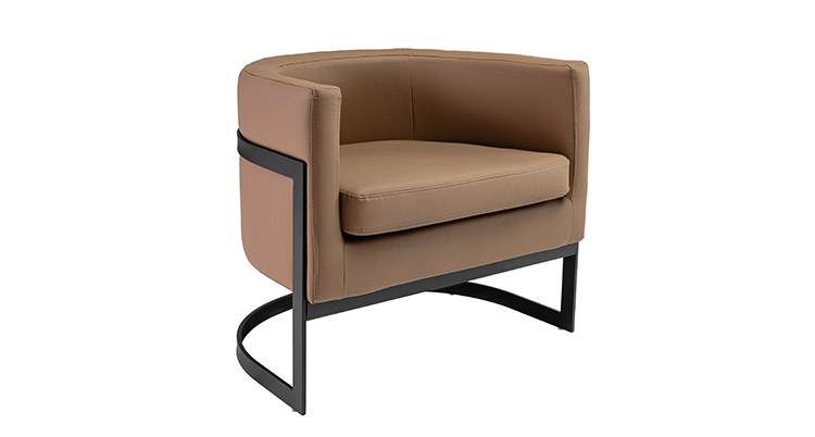 Brown Leather Barrel Chair
